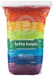 Friendly Loom Quality Cotton Weaving Loops in Rainbow Colors – 7” Traditional Size | Weave 6 Functional Potholders | Made in the USA by friendlyloom