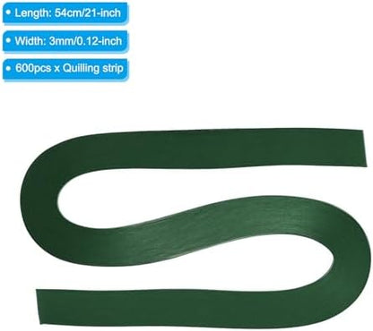 PATIKIL 600pcs Quilling Strips Paper 1/8"(3mm) 21"(54cm) Origami Paper Quilling Strip for Art DIY Hand Craft Christmas, Dark Green - Image 2