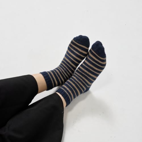 Chic Loops Knitting Kit for Beginners, Knitted Socks Beginner Crochet Kit for Adults, Crochet Vintage Stripe Knit Socks for Womem with Instruction(Midnight Blue，Sand Coast) - Image 2