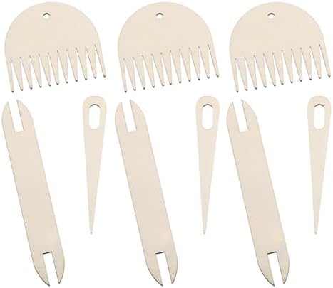 MECCANIXITY Hand Loom Stick Set, 3pcs Knitting Tools Including Wood Weaving Crochet Needle Wooden Shuttle Wood Weaving Comb for Knitting Crafts by MECCANIXITY