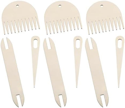 MECCANIXITY Hand Loom Stick Set, 9pcs Knitting Tools Including Wood Weaving Crochet Needle Wooden Shuttle Wood Weaving Comb for Knitting Crafts by MECCANIXITY