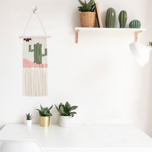WEBEEDY Macrame Kit for Beginners DIY Macrame Wall Hanging Craft Set Boho Cactus Macrame Tapestry Wall Decor DIY Macrame Cord Kit with 61 Yard Cotton Cord, Wooden Stick and Other Supplies,20x60cm - Image 4