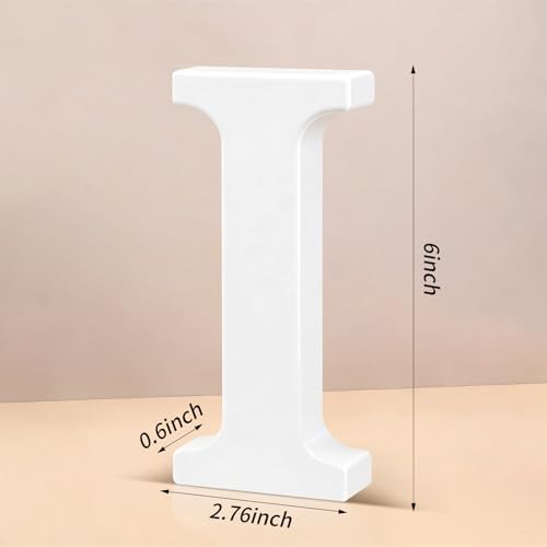 6 Inch White Wood Letters Unfinished Wooden Letters for Wall Decor Decorative Standing Letters Slices Sign Board Decoration for Craft Home Party Projects (I) - Image 2