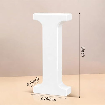 6 Inch White Wood Letters Unfinished Wooden Letters for Wall Decor Decorative Standing Letters Slices Sign Board Decoration for Craft Home Party Projects (I) - Image 2