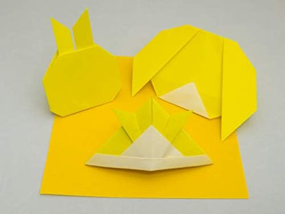 [Taro's Origami Studio] Standard 6 Inch One Sided Single Color (Yellow) 50 Sheets (All Same Color) Square Easy Fold Premium Japanese Paper for Beginner (Made in Japan) - Image 3