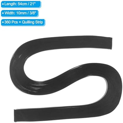 PATIKIL 360pcs Quilling Paper Strips Paper Flowers Quilling Kits 3/8"(10mm) Origami Paper for Adults Beginner Art Craft, 21"(54cm) Black - Image 2