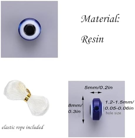 Resin Blue Evil Eye Beads for Jewelry Making, Hamsa Beads, DIY Arts and Crafts Projects 0.31 in, 200 Pieces (Royal Blue M) - Image 3
