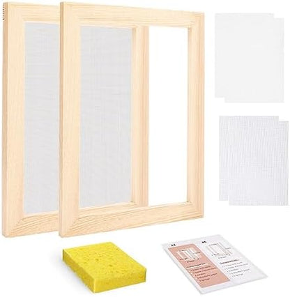 Worown A5 Wooden Paper Making Screen Kit, Paper Making Frames, Mould and Deckle for DIY Crafts by Worown