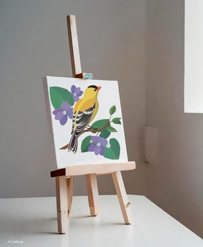 CraftLab Wild Birds Paint by Numbers Kit for Adults Teens Beginners, DIY Painting Accessories, Brushes Acrylic Paints, Stretched Canvas 10 x 12 inch Gift (Goldfinch & Violets) - Image 2