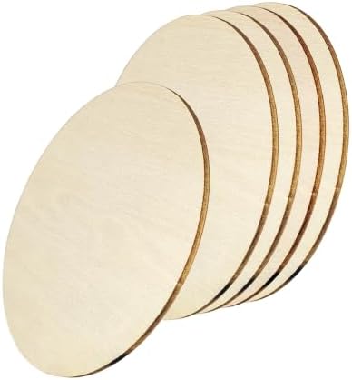 10 Pack 4 Inch Unfinished Wood Pieces for Crafts, Laser Blanks (10, Circle) by QIANCAIWANG