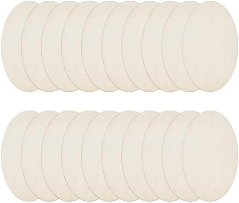 20pcs Wooden Oval Cutout 5.9 x 3.5 Inch Unfinished Wooden Blank Slices Crafts Natural Wood Circles DIY Plank Cutout Craft Supplies for Artist Painting Door Hanger Sign Wedding Decor by DELORIGIN
