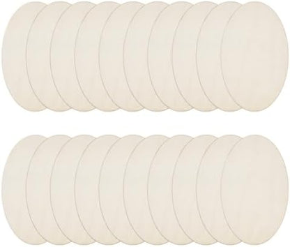 20pcs Wooden Oval Cutout 5.9 x 3.5 Inch Unfinished Wooden Blank Slices Crafts Natural Wood Circles DIY Plank Cutout Craft Supplies for Artist Painting Door Hanger Sign Wedding Decor by DELORIGIN
