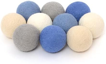 Glaciart One Felt Balls, Felt Pom Poms (10 Pieces) 4 Centimeters - 1.6 Inch, Handmade Felted 5 Colors Balls for Cats, Felting and Garland by GlaciartOne