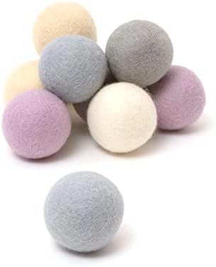 Glaciart One Felt Balls, Felt Pom Poms (10 Pieces) 4 Centimeters - 1.6 Inch, Handmade Felted 5 Pastel Lilac Colors Balls for Cats, Felting and Garland - Image 6