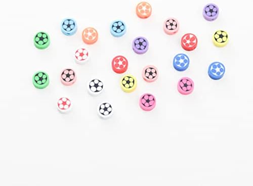 100pcs Football Polymer Clay Spacer Beads for Women Jewelry Making DIY Bracelet Necklace Hair Clip Accessories (Football) - Image 3