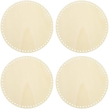 PATIKIL 10" Diameter Crochet Basket Bottom Wood Color 4Pcs by PATIKIL