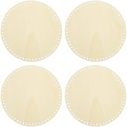 PATIKIL 10" Diameter Crochet Basket Bottom Wood Color 4Pcs by PATIKIL