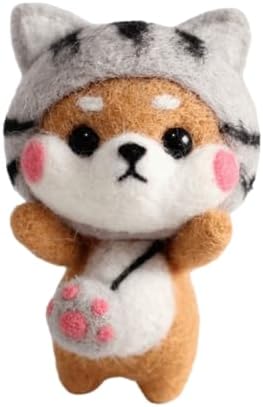MOPFOL Needle Felting Kit 4 Styles - DIY Wool Craft with Foam Pad, Felting Needles & Accessories for Animal Doll Making(Cat Shiba Inu) by Unknown
