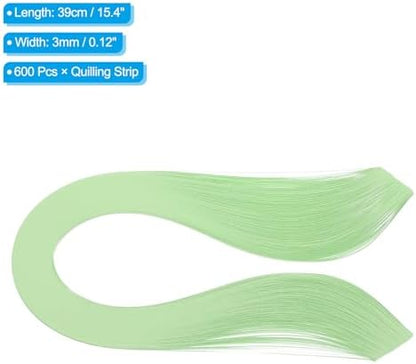 PATIKIL 600pcs Quilling Strips Paper 1/8"(3mm) 39cm Origami Paper Quilling Strip for Art DIY Hand Craft Christmas, Light Green - Image 2