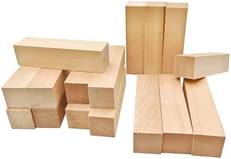 16Pcs Unfinished Basswood Blocks-1x1x4 Inch Small Rectangular Wood Blocks for Detailed Carving, Miniature Models, Art Projects, Unfinished Linden Wood (1x1x4in,16PC) by Unknown