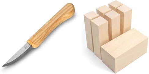BeaverCraft Sloyd Scandi Grind Whittling Knife C1M Basswood Carving Blocks 7PCS Whittling Wood Kit by BeaverCraft