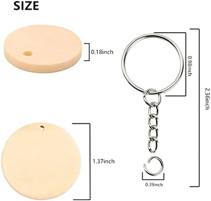 30Pcs Natural Wood Slices, 1.5 inch Unfinished Wood Sign, Unfinished Predrilled Log Discs Wooden Circles with 30 pcs Key Rings for DIY Crafts Christmas Decorations Ornaments - Image 7