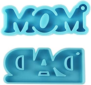2 Pcs DAD and MOM Keychain Epoxy Resin Mold Earrings Pendant Silicone Mould Silicone by Unknown