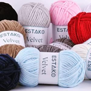 Estako Velvet (3- Skeins Pack) Chenille Blanket amigurumi Yarn for Crocheting and Knitting Super Bulky 3x100 gr (3x132 yds) (1950-Pistachio)