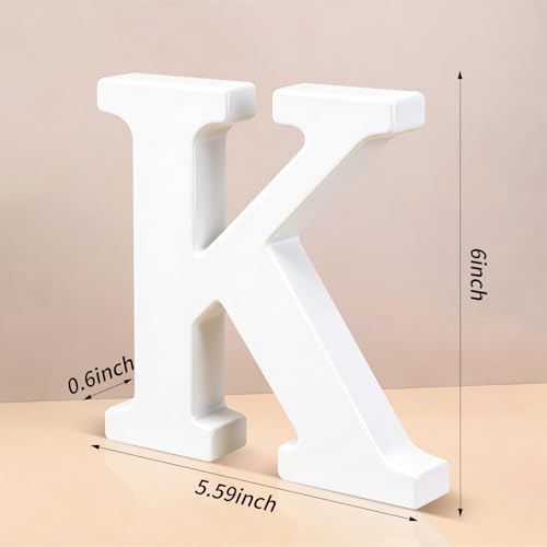 6 Inch White Wood Letters Unfinished Wooden Letters for Wall Decor Decorative Standing Letters Slices Sign Board Decoration for Craft Home Party Projects (K) - Image 2