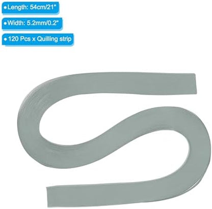 PATIKIL 120pcs Quilling Strips Paper 3/16"(5.2mm) 21"(54cm) Origami Paper Quilling Strip for Art DIY Hand Craft Christmas, Grey - Image 2