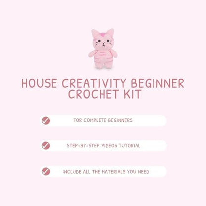 HOUSE CREATIVITY Cat Crochet Kit for Beginners – Make a Variety of Adorable Kittens, Amigurumi Crochet Starter Kit with Yarn, Eyes & Step-by-Step Video Tutorial, DIY Craft for Cat Lovers - Image 5