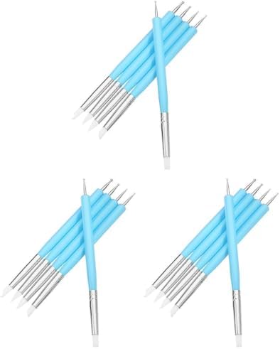 5 pcs/Set Soft Pottery Clay Tool Silicone & Stainless Steel Two Head Sculpting Polymer Modelling Shaper Art Tools Blue (Pack of 3) by Zuoyou