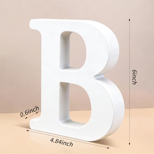 6 Inch White Wood Letters Unfinished Wooden Letters for Wall Decor Decorative Standing Letters Slices Sign Board Decoration for Craft Home Party Projects (B - Image 2