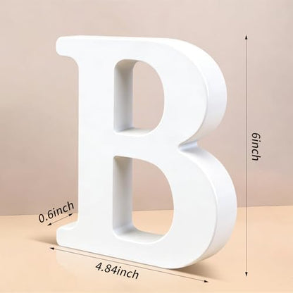 6 Inch White Wood Letters Unfinished Wooden Letters for Wall Decor Decorative Standing Letters Slices Sign Board Decoration for Craft Home Party Projects (B - Image 2