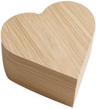 Heart-Shaped Unfinished Wooden Box with Lid, Natural Pine Wood DIY Craft Storage Box for Jewelry, Gift, and Valentine's Day Decoration, Unpainted Wooden Keepsake Box, 5.1x5.1x2.8 Inch by AmiTodfo