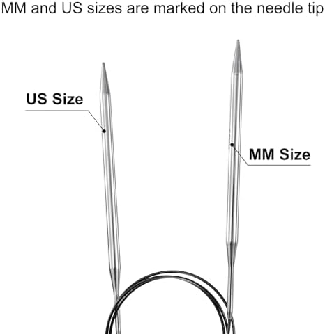 uxcell US 10.25(6.5mm) Knitting Circular Needle 40 Inch(100cm) Metal Round Stainless Steel Needle with Large Eye Sewing & Stitch Markers for Handmade Projects DIY Knit Blankets - Image 4
