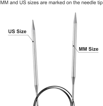 uxcell US 10.25(6.5mm) Knitting Circular Needle 40 Inch(100cm) Metal Round Stainless Steel Needle with Large Eye Sewing & Stitch Markers for Handmade Projects DIY Knit Blankets - Image 4