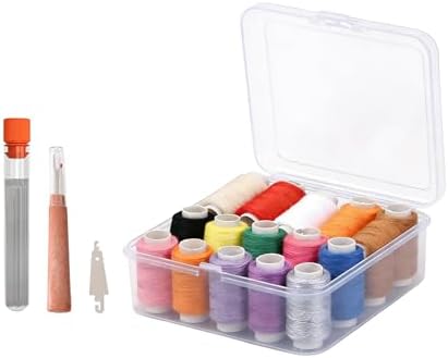 12 Pack, Sewing Thread (400 Yards Each) Premium Polyester Thread + 25 Large Eye Needles + Seam Ripper & Threader with Storage Box ，Used for Sewing Clothes, Quilts, Embroidery and Other Fabrics by Unknown