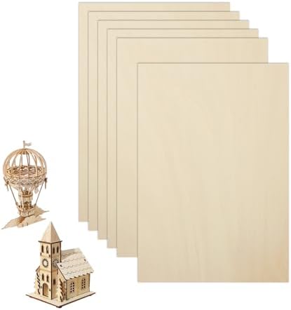 6 Pack Basswood Sheets 12"×18"×5/16" Unfinished Plywood Sheet by Unknown