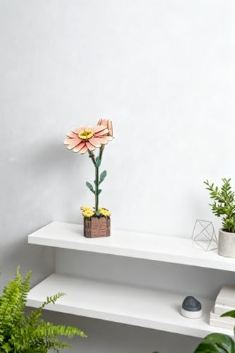 3D Wooden Flower Puzzle Kit for Adults | DIY Botanical Bouquet Building Set with Adjustable Vase | Home Decor & Stress Relief Gift-Daisy (99PCS) - Image 7