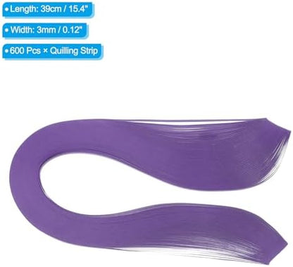 PATIKIL 600pcs Quilling Strips Paper 1/8"(3mm) 39cm Origami Paper Quilling Strip for Art DIY Hand Craft Christmas, Dark Purple - Image 2