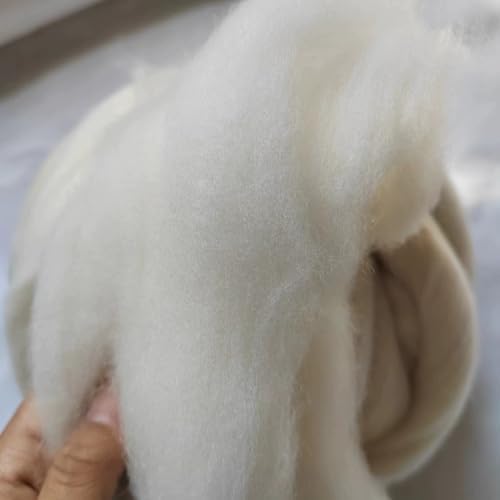 iMongol 100% Merino Wool Roving Top Yarn for Spinning Arm Knitting Felting Undyed Natural White Wool Combed Stuffing (2oz, Wool Top) - Image 2