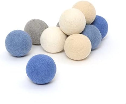 Glaciart One Felt Balls, Felt Pom Poms (10 Pieces) 4 Centimeters - 1.6 Inch, Handmade Felted 5 Colors Balls for Cats, Felting and Garland - Image 6