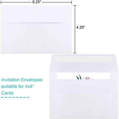 Joyberg 70 Packs A4 Envelopes, White, 4x6 Photo, Self Seal for Invitations, Weddings, Baby Shower, Photos, Postcards, Greeting Cards, Mailing - Image 2