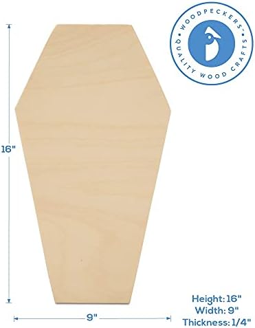 Coffin Wooden Cutouts 16 x 9 Inches, 12 Unfinished Birch Wood Cutouts for Halloween Decor and DIY Crafts, by Woodpeckers - Image 4