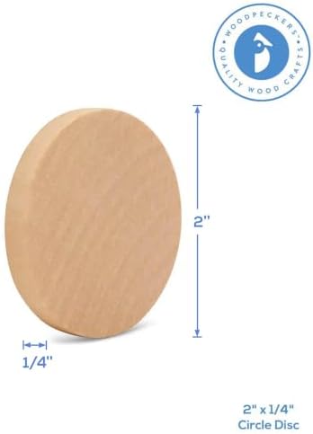Wooden Circles – 2 x 1/4 Inch Wooden Discs – for Jewlery Making, Crafts, and DIY Projects – 50 Pieces by Woodpeckers - Image 2