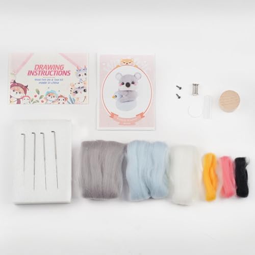 Wizardi Beginner Needle Felting Kit for Adults - Koala. Animal Felting Kit 10.5x5x3cm. Felting Tools. Wool Felting Supplies. Felt Crafts. Wool Felt. F07N8-W284 - Image 3