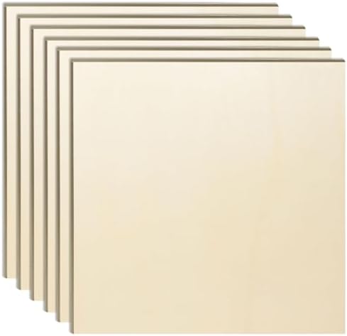 6 Pack 16 x 16 x 1/4 Inch-6mm Thick Basswood Sheets for Crafts Unfinished Plywood Sheets Boards Square Crafts Wood Sheets for DIY Laser Projects, Wood Burning, Engraving, Staining, Architectural Model by AWIZOM