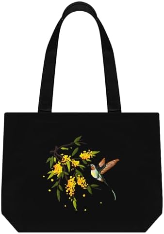 ERKOON Embroidery Canvas Tote Bag for Beginners, Floral Arts Crafts Cross Stitch Kits for Adults Including Stamped Embroidery Bag with Hoops, Needle, Instruction and Color Threads (Hummingbird) by ERKOON