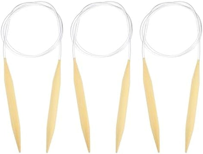 HARFINGTON 3Pcs US Size 17 (12 mm) Circular Knitting Needles, 39 Inch / 100 cm Round Wooden Needle for Handmade Projects DIY Knitting Blankets Socks Hats Sweaters by HARFINGTON
